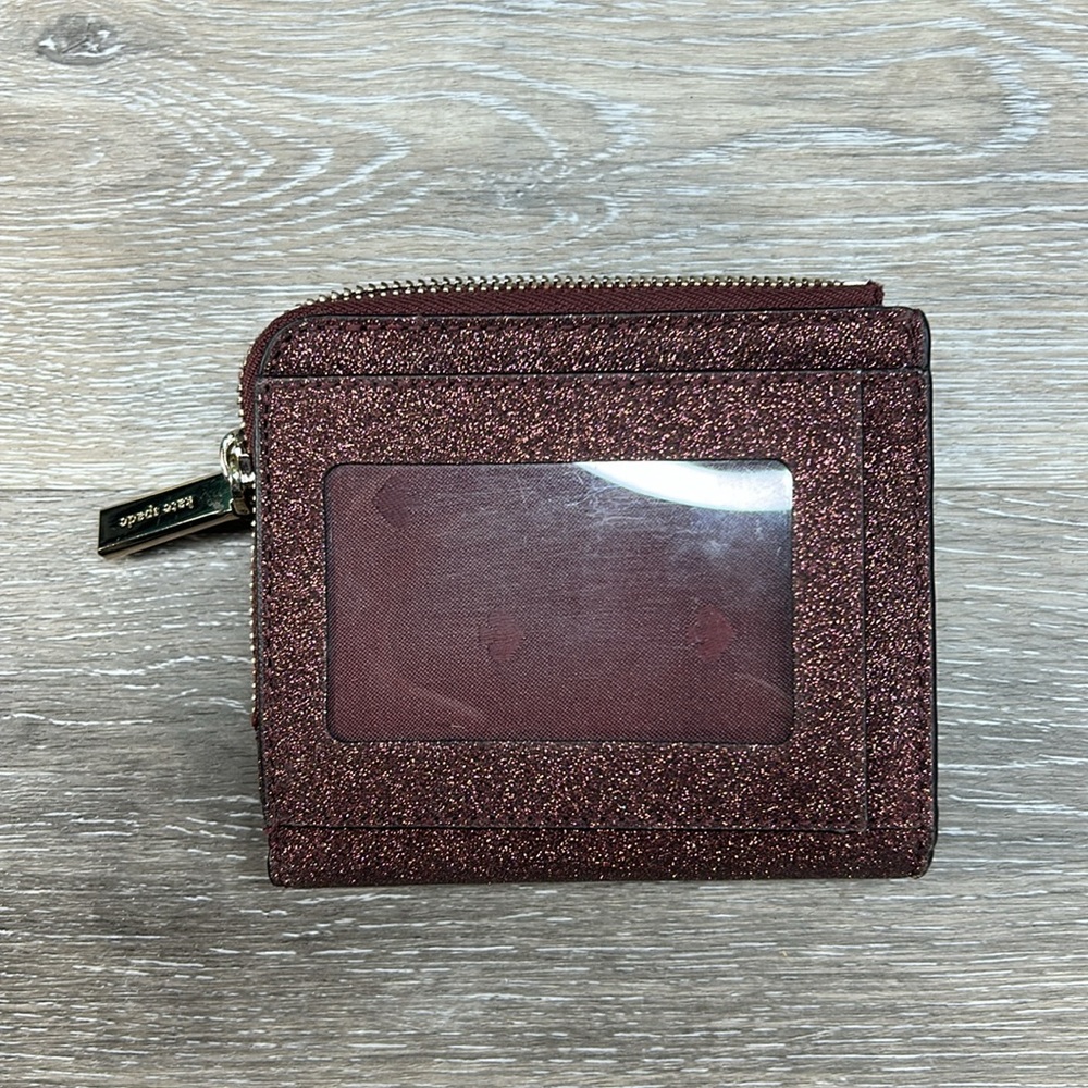 Kate Spade burgundy glitter crossbody satchel with matching wallet - Picture 9 of 16